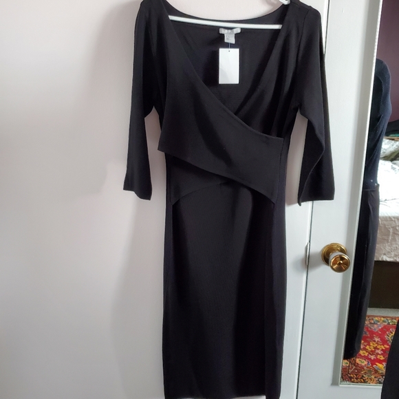 H&M black crossover bodycon dress sz Medium - Picture 10 of 10